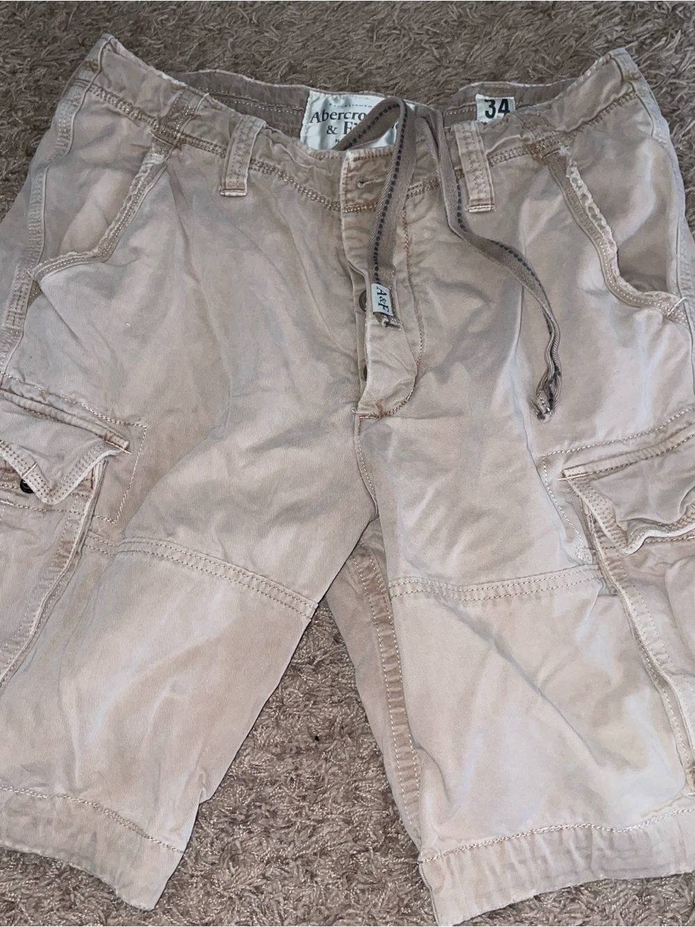 Abercrombie & Fitch Men's Light Beige cargo pants -cotton